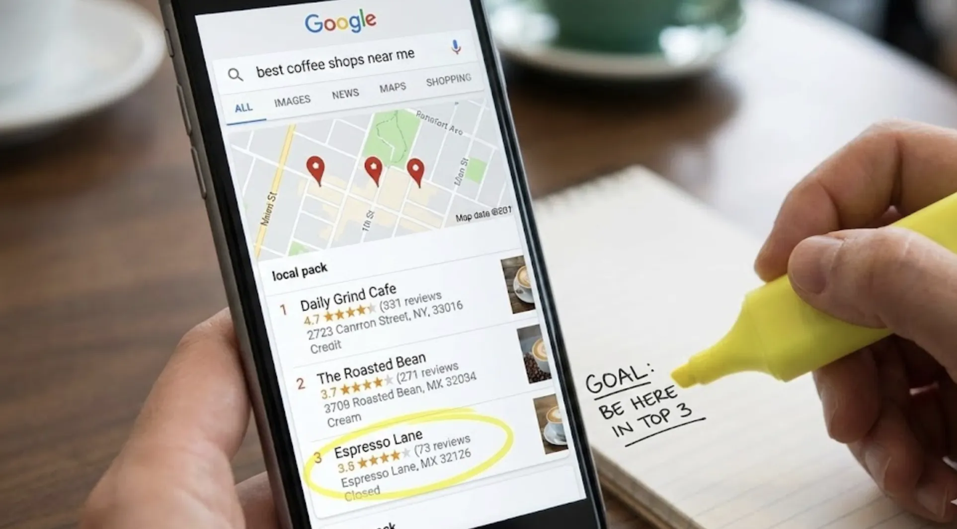 Local SEO services for businesses in Alanya showing Google search results and local business optimization