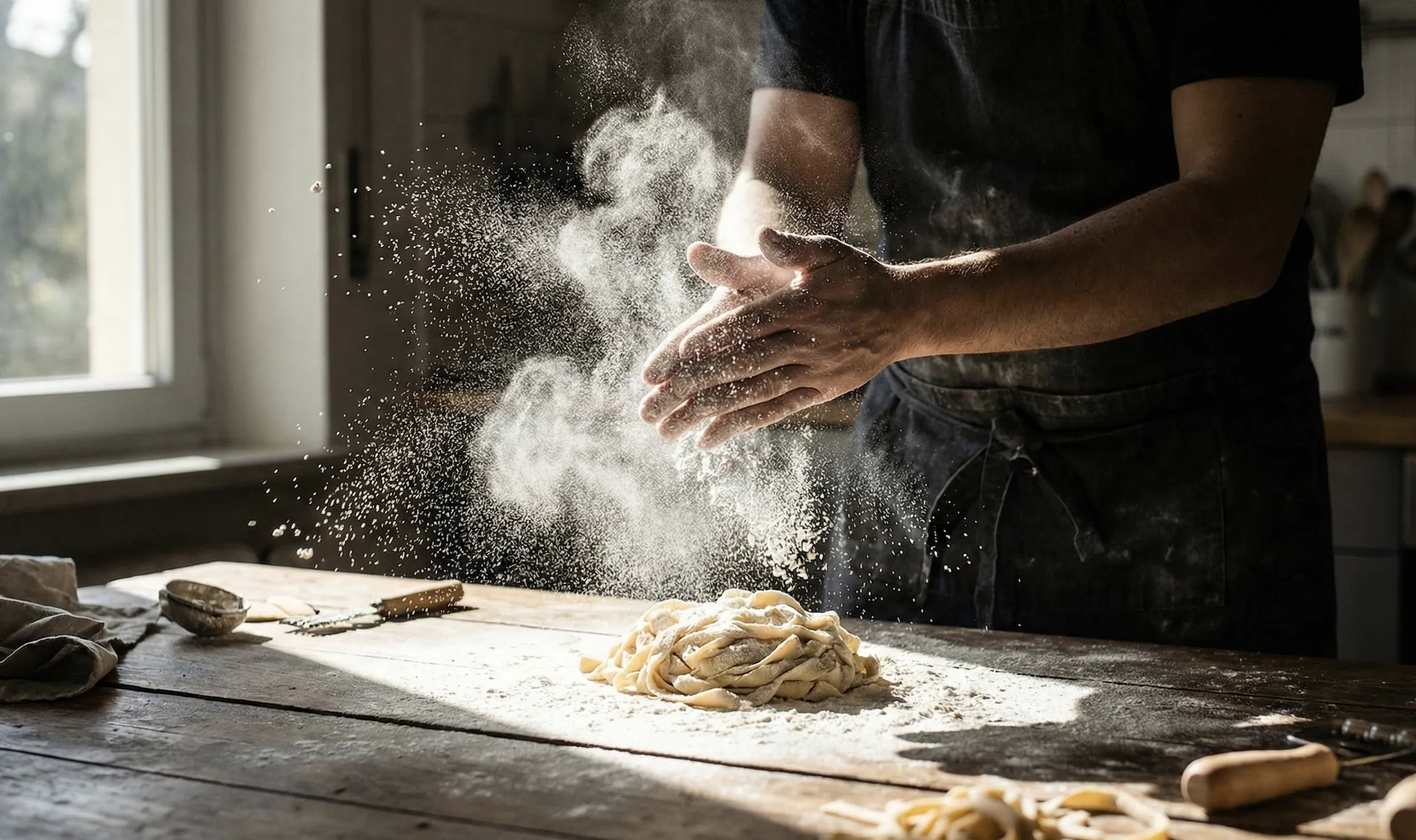 Behind the scenes restaurant video production showing chef preparing signature dish