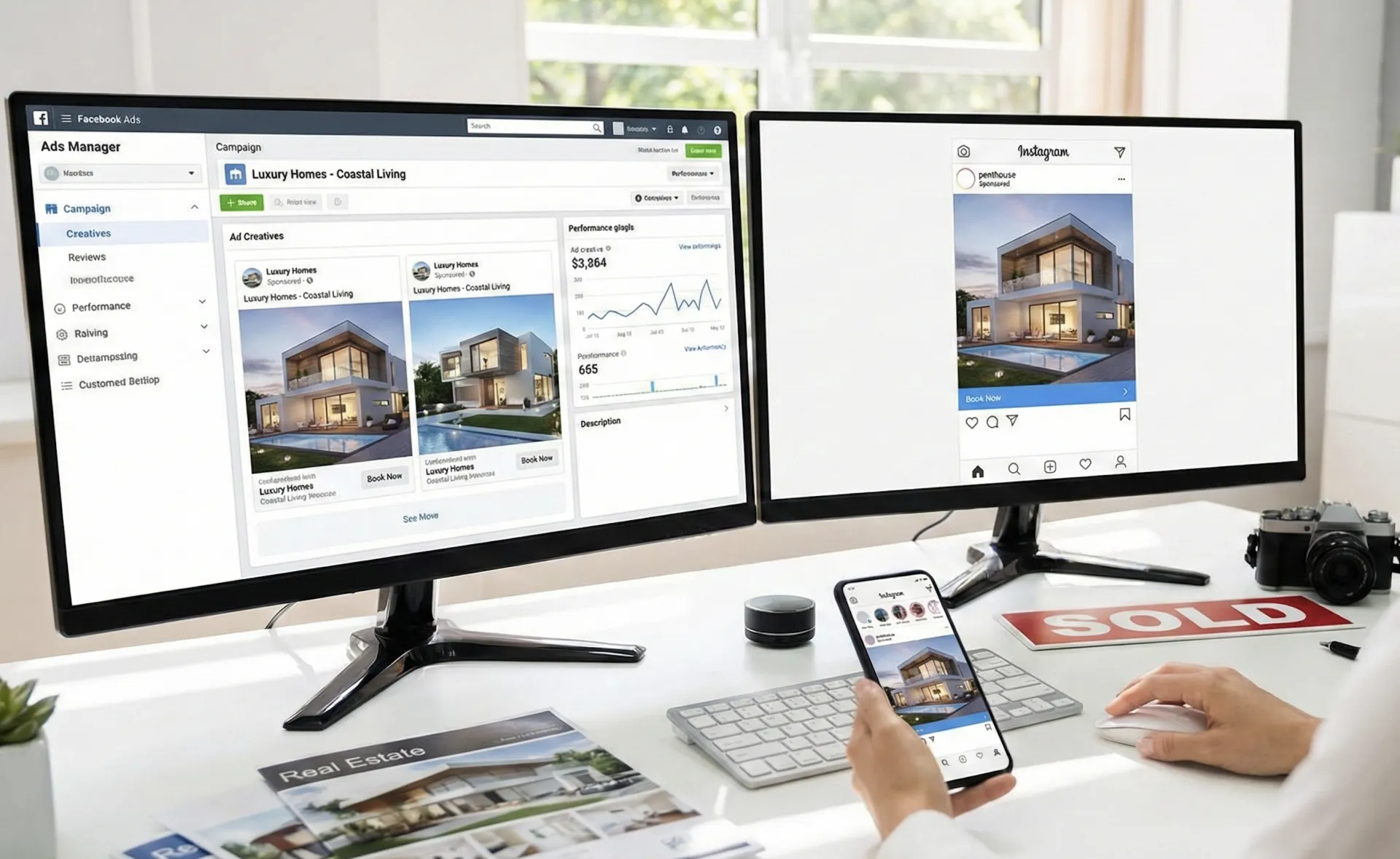 Meta Ads management dashboard showing Facebook and Instagram advertising campaigns for Alanya businesses